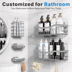 EUDELE Adhesive Shower Caddy, 5 Pack Rustproof Stainless Steel Bath Organizers With Large Capacity, No Drilling Shelves for Bathroom Storage & Home Decor Black