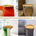 Sofa Arm Tray,Foldable Sofa Armrest Clip-On Tray Suitble for 4"-9" Armrest,Circle Sofa Arm Table for Snacks/Drinks/Fruit/Dessert/Rmote (9.49x8.86x3.54 inch)