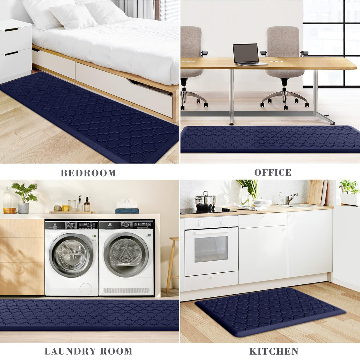 Kitchen Mat 2 PCS Cushioned Anti-Fatigue Floor Mat Standing Mat for Kitchen Stylish Grey 17.3"x29"+17.3"x47"