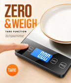 Food Scale 33 lb Capacity, Rechargeable Kitchen Scale with 7 Units Sliver