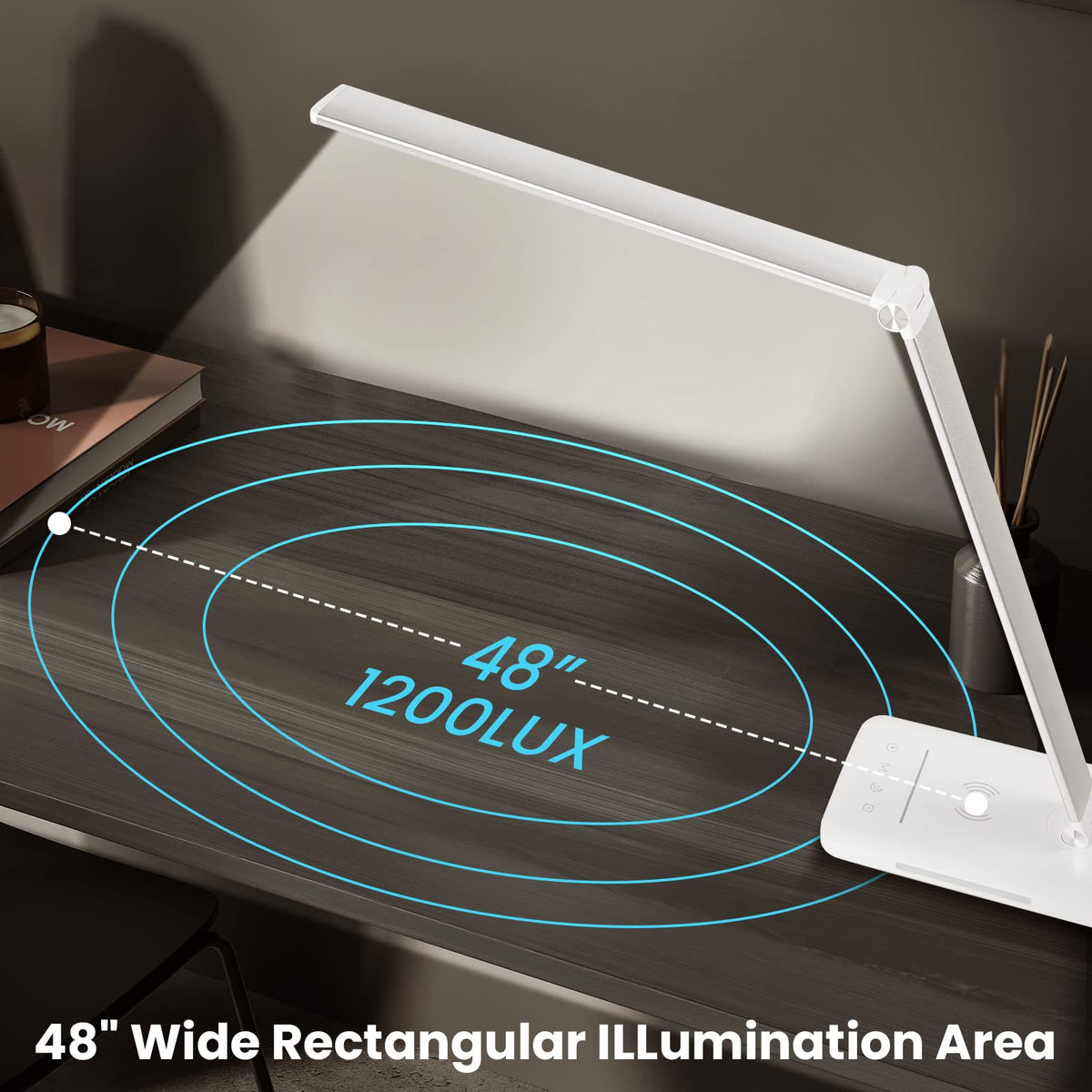 LED Desk Lamp with Wireless Charger, USB Charging Port, Eye Care Black PRO