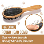 KylePet Dog Brush, Double Sided Pet Slicker Brush with Bamboo Handle for Dogs and Cats Long Hair Pets Grooming Comb for Removing Shedding, Tangles and Dead Undercoat Dog brush-01