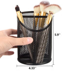 Delifox 2 Pack Pen Holder Mesh Round Pencil Holder 3 Compartments, Black