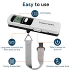 Battery-Free Luggage Scale – No Batteries Needed, Portable Digital Hanging Suitcase Weight Scale for Air Travel & Checked Bags, 110lb/50kg, LCD Display, Compact Travel Accessory Red-Large Handle