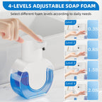 Automatic Soap Dispenser Touchless,Rechargeable Foaming Soap Dispenser,15oz/420ml Smart Hand Soap Dispensers,4-Level Adjustable,Wall Mount for Bathroom Kitchen Dish Soap,Hands-Free (Black) Black Foam