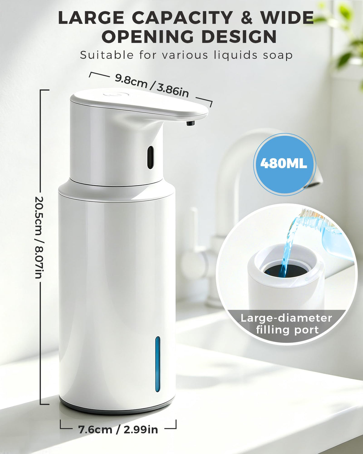 Automatic Liquid Soap Dispenser, Touchless, Rechargeable Stainless Steel