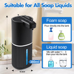 Automatic Soap Dispenser, Foaming Soap Dispenser Touchless with Continuous Dispensing, 4-Level Adjustable, Rechargeable Hand Soap Dispensers, Wall Mounted or Countertop for Bathroom & Kitchen Gold
