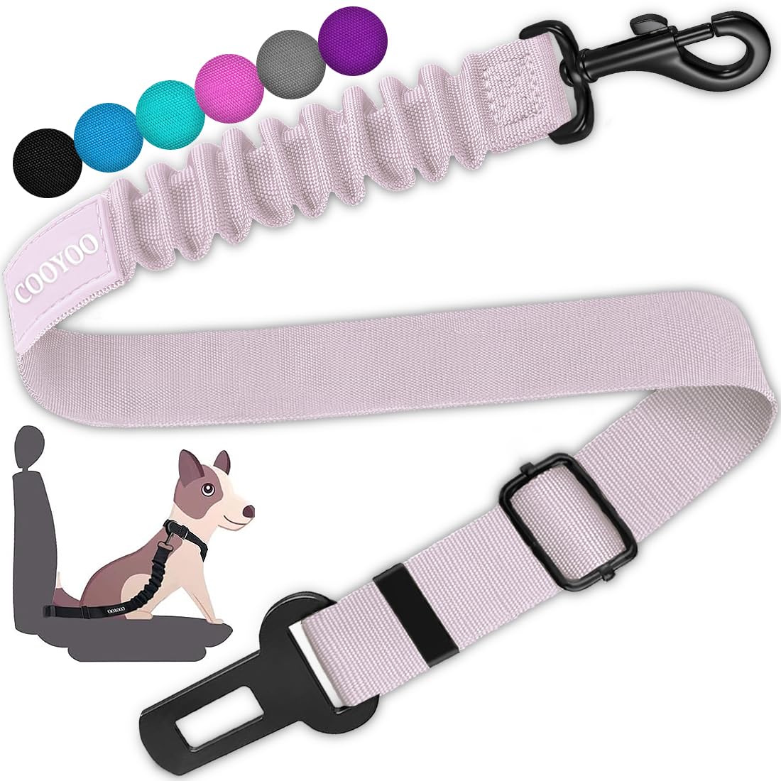 COOYOO Dog Seat Belt,3 Piece Set Retractable Car Harness Adjustable for...