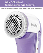 Ruidla Fabric Shaver Lint Shaver Defuzzer, Rechargeable Lint Remover Purple Rechargeable Size