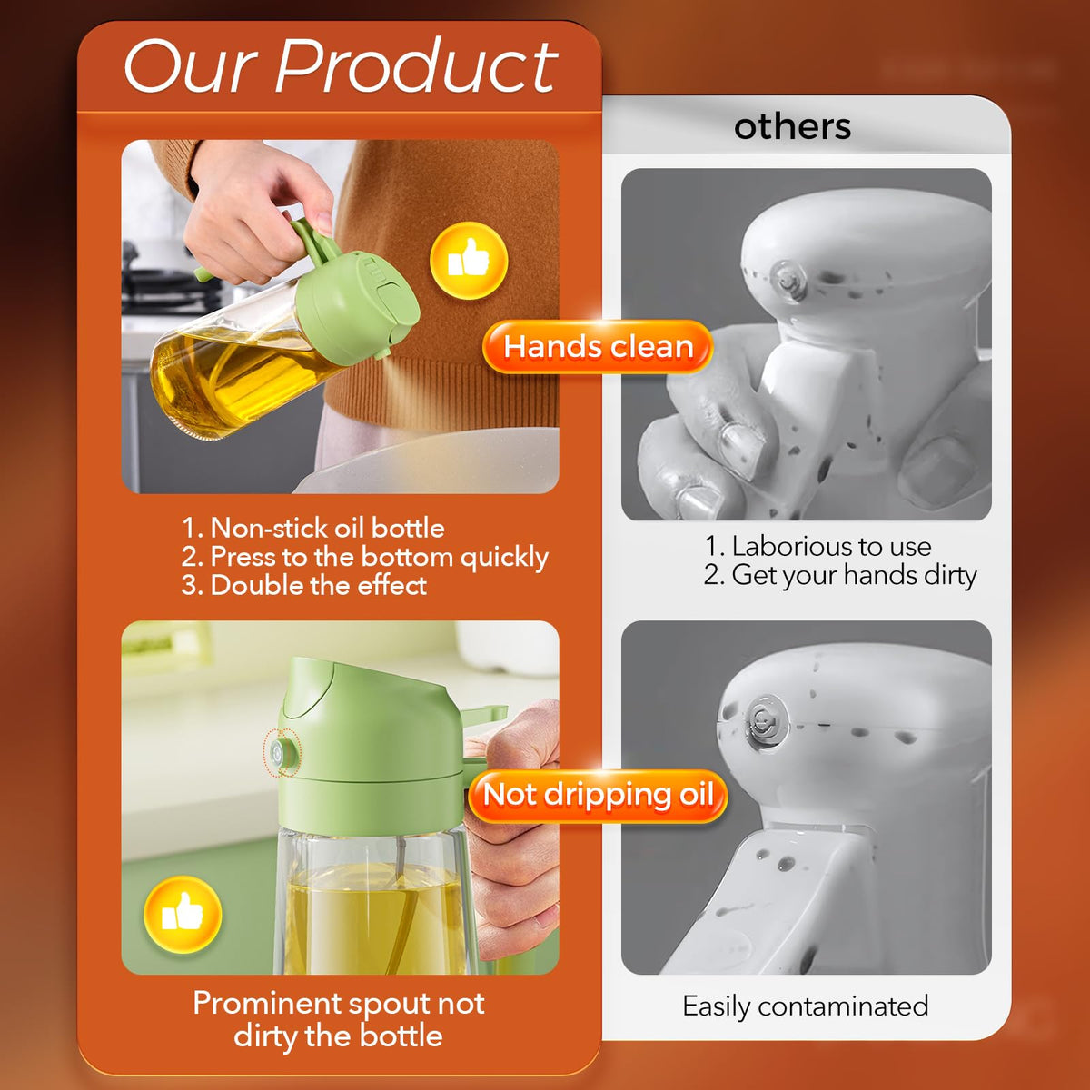 YARRAMATE Olive Oil Dispenser, 2 in 1 Sprayer for Cooking, 16oz/470ml...