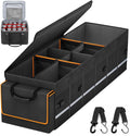 Car Trunk Organizer and Storage with Lid & Removable Leakproof Cooler Bag, Car Accessories 6 Removable Dividers for Custom Space, Collapsible Large Trunk Organizers Interior for SUV Sendan with Cover Black