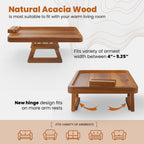 TINAMO Sofa Arm Tray with 360° Phone Holder, Clip-On Tray, Walnut Finish 13.8" x 9.5" x 1"