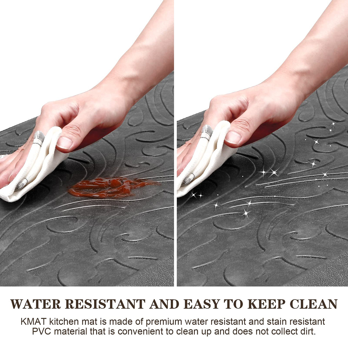 Kitchen Mat Cushioned Anti-Fatigue Comfort Standing Mat Rug for Home,Office Black 1'5" x 2'4" (Rectangular)
