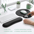 10 Pcs Ergonomic Mouse Pad and Keyboard with Wrist Support Set - Soft Memory Foam & Rubber Base Comfort Rest for Typing, Gaming, Computer, Laptop, Office, Home Use
