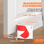 Door Draft Stopper, Door Sweep for Bottom of Door, Weather Stripping Door Seal Gap Filler Bottom Blocker Soundproofing Cold Air Insulation Save Energy Install Quickly Easily (Black, 39‘’) 39‘’ Black