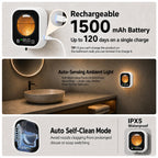 Automatic Soap Dispenser Touchless, Wall Mount, Rechargeable, Mood Lighting Black