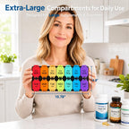 Extra Large Weekly Pill Organizer and AM/PM Medication Dispenser
