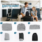 Inflatable Travel Foot Rest Pillow, Adjustable 3 Layers Height Leg Rest Pillow, Crushion Essentials for Airplane,Train, Cars, Office and Home (Gray)