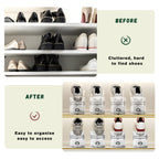 FENRUNXU Shoe Slots Organizer for Closet, Shoe Stacker Organizer Double Layer Stack Shoe Rack, Shoe Display Shelf 50% Space Saver Storage Holder for Closet, 12PACK Gold 12 Pack