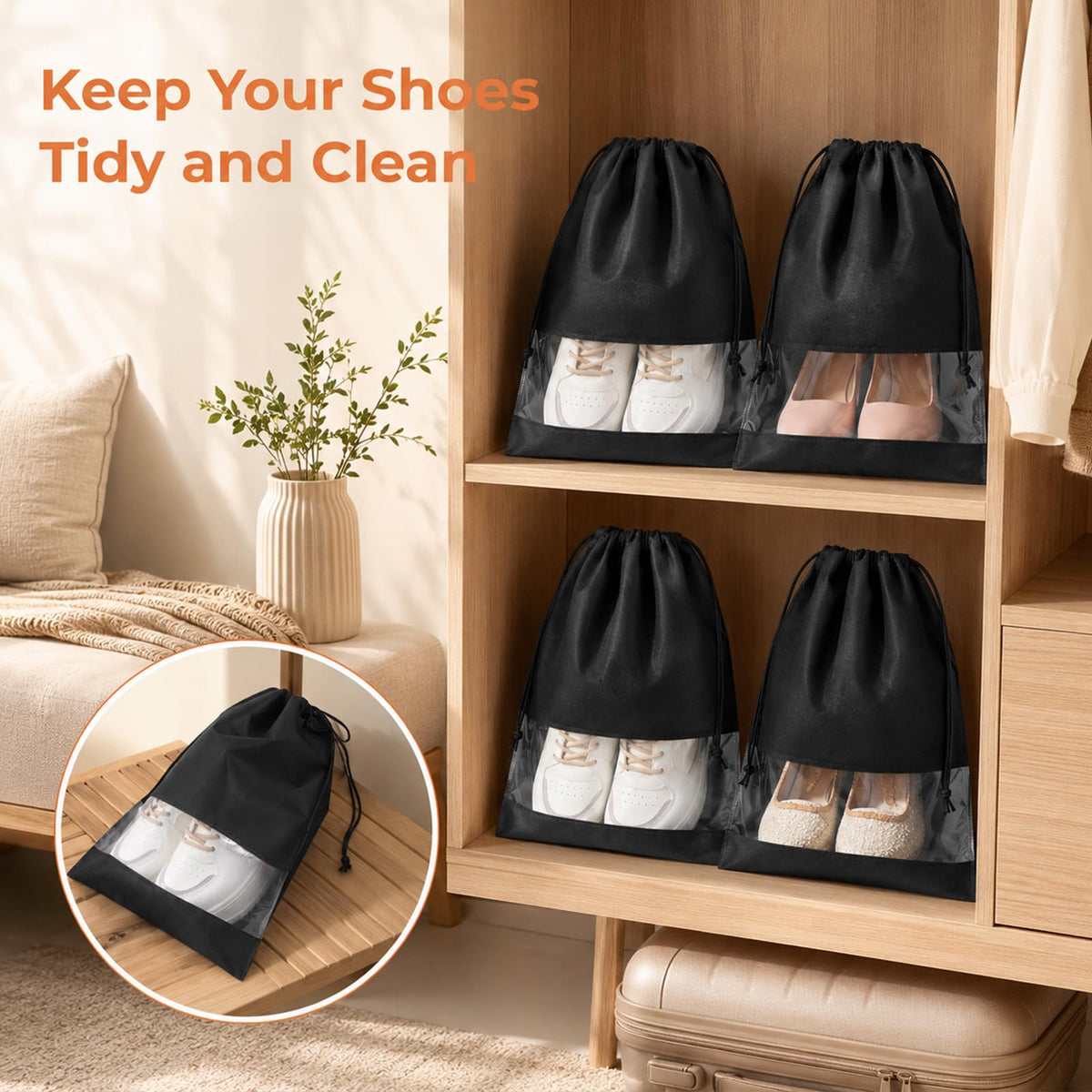 Travel Shoe Storage Bags with Clear Window