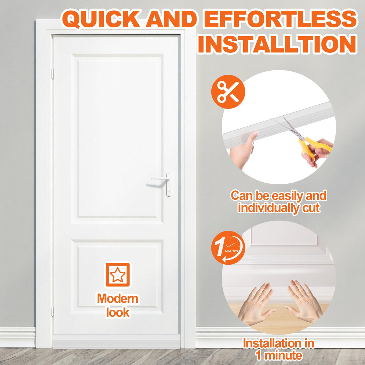 Door Draft Stopper, Door Sweep for Bottom of Door, Weather Stripping Door Seal Gap Filler Bottom Blocker Soundproofing Cold Air Insulation Save Energy Install Quickly Easily (Black, 39‘’) 39‘’ Black