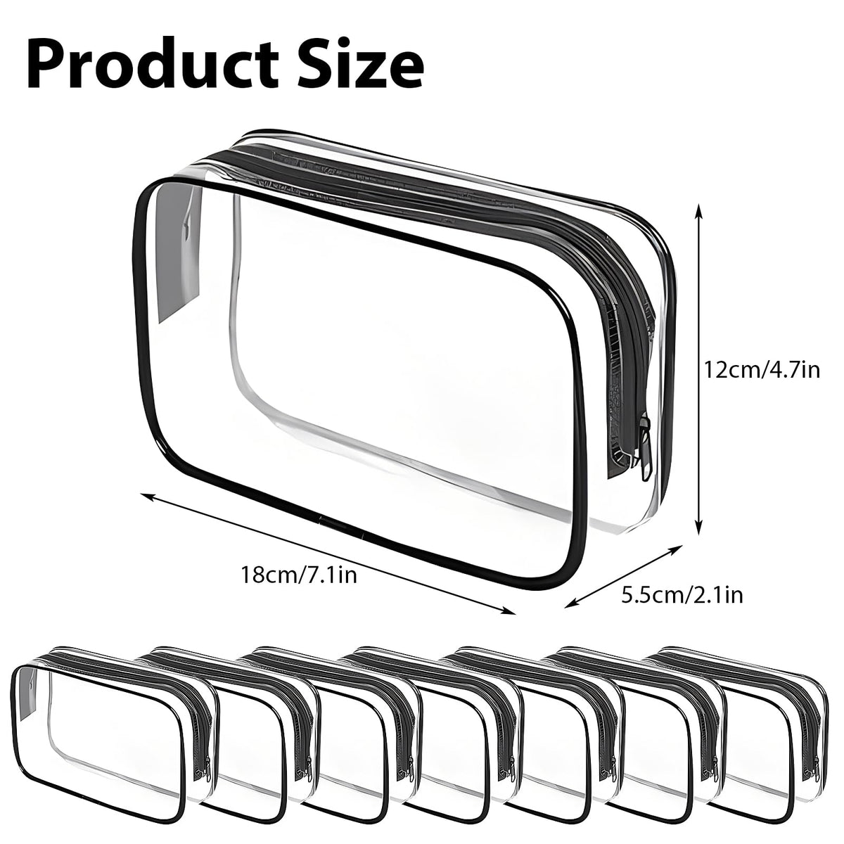 20 Pack Clear Makeup Bags Bulk, PVC Cosmetic Pouches with Zipper