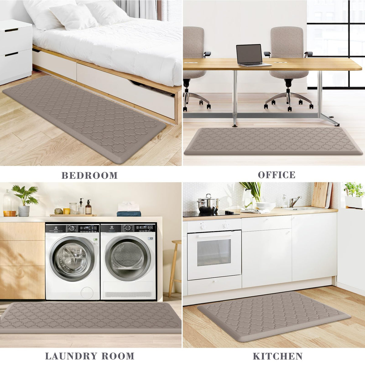 Kitchen Mat 2 PCS Cushioned Anti-Fatigue Floor Mat Standing Mat for Kitchen Stylish Grey 17.3"x29"+17.3"x47"