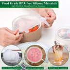 Silicone Stretch Lids, 12 Pack of Reusable Silicone Lids for Food Storage BPA-free Silicone Covers for Bowls, 6 Different Sizes to Fit Most Food Containers, Microwave & Dishwasher Use Safe All Transparent