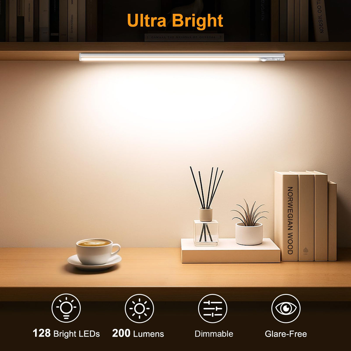 Gritin 14.7inch Under Cabinet Lighting Rechargeable 2 Pack Silver 14.7 inch