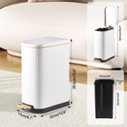 SYNCVIBE Slim Bathroom Trash Can with Soft Close Lid, 3.5 Gal, Matt White 3.5 Gallons