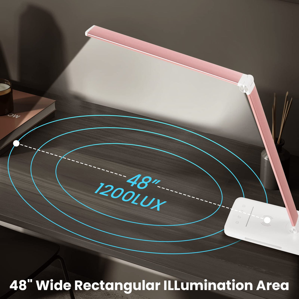 LED Desk Lamp with Wireless Charger, USB Charging Port, Eye Care Black PRO
