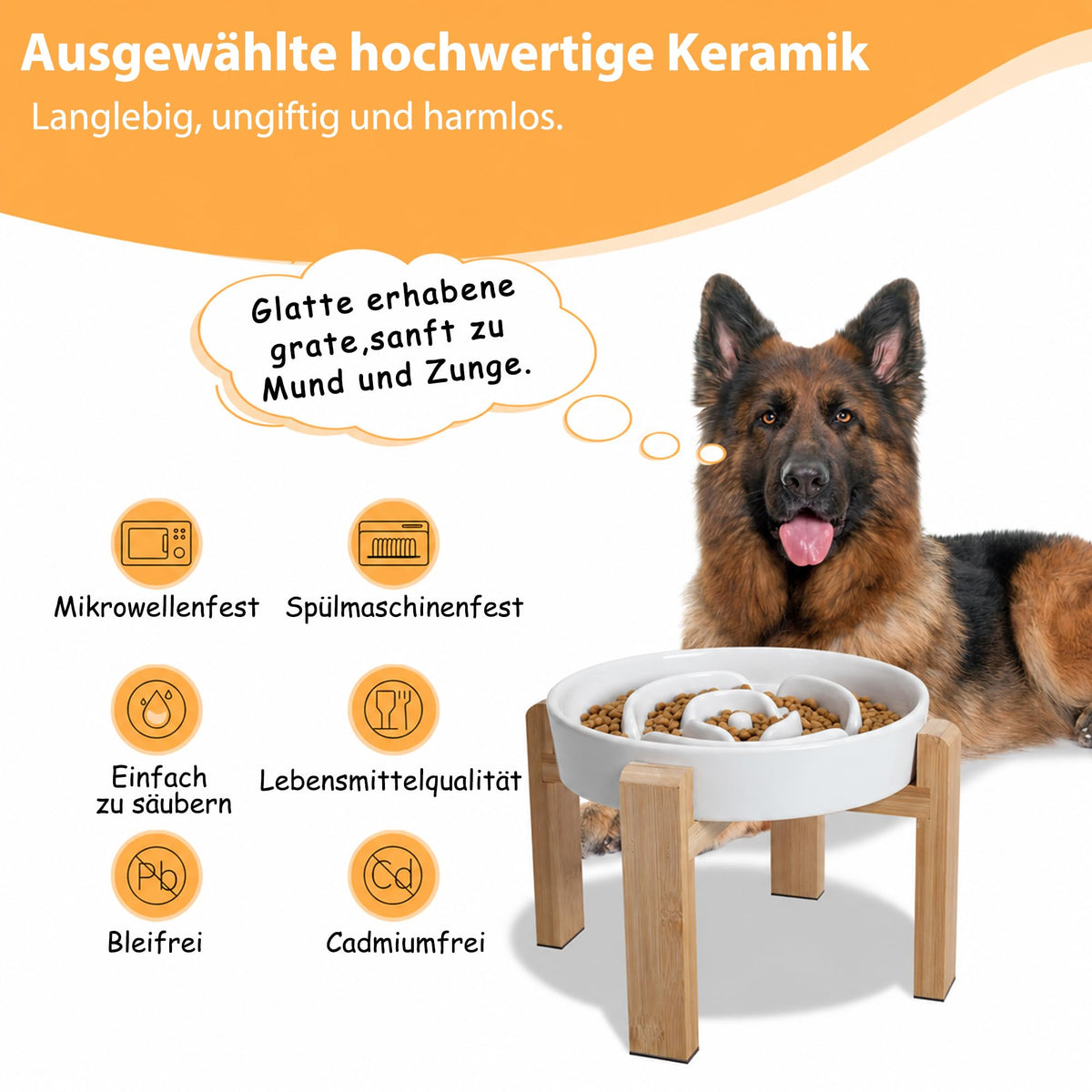 Elevated Slow Feeder Dog Bowl, 6.7" Ceramic Maze Dog Bowl with Stand White 1.5 Cups
