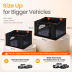 Large Dog Car Seat Half Back Seat Extender with Hard Bottom Black Large
