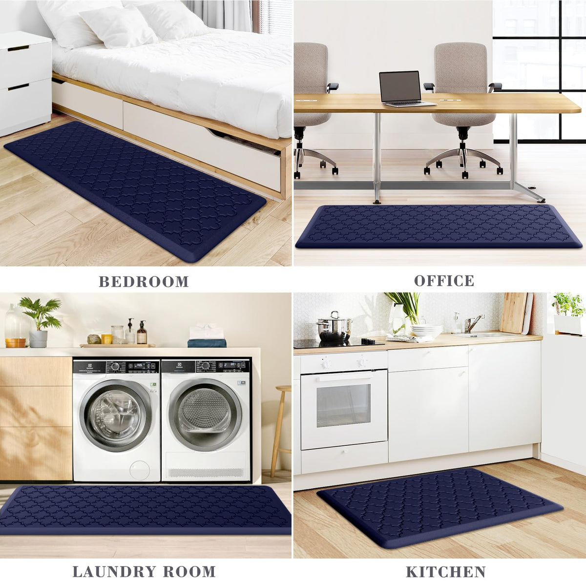 Kitchen Mat 2 PCS Cushioned Anti-Fatigue Floor Mat Standing Mat for Kitchen Stylish Grey 17.3"x29"+17.3"x47"
