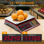 Price Computing Scale 66lb Digital Commercial Produce Scale Stainless Steel Scale Pan-Large Size