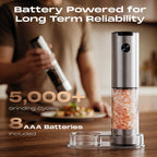 Electric Salt and Pepper Grinder Set, Battery Automatic Salt and Pepper Shaker with Adjustable Coarseness, Large Capacity Pepper Mill with LED White Elephant Gifts(Battery-Stainless Steel) Battery-Stainless Steel 2-Pack