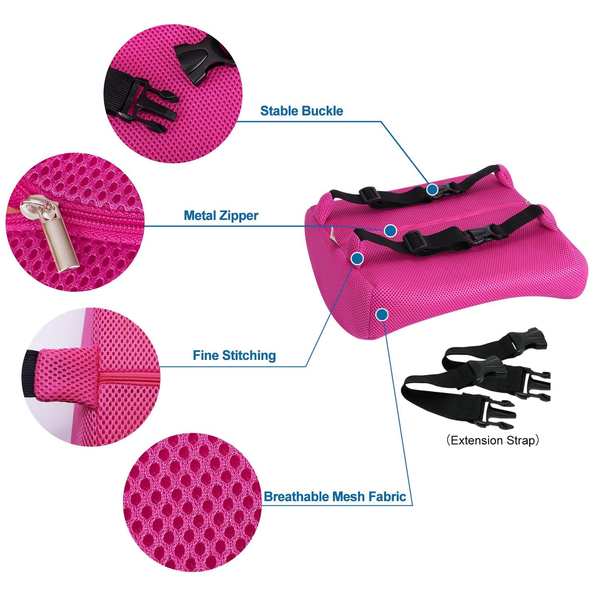 Lumbar Pillow for Chair and Car, Back Support for Office, Memory Foam Cushion with Mesh Cover - Black