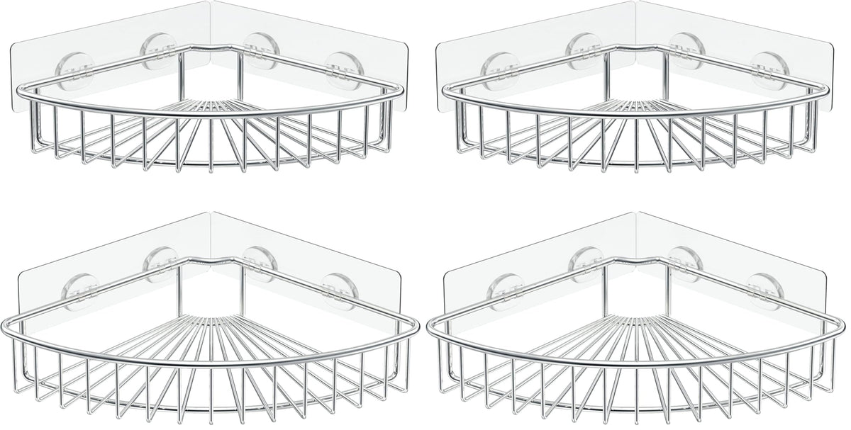 SMARTAKE 2-Pack Corner Shower Caddy, SUS304 Stainless Steel, Silver