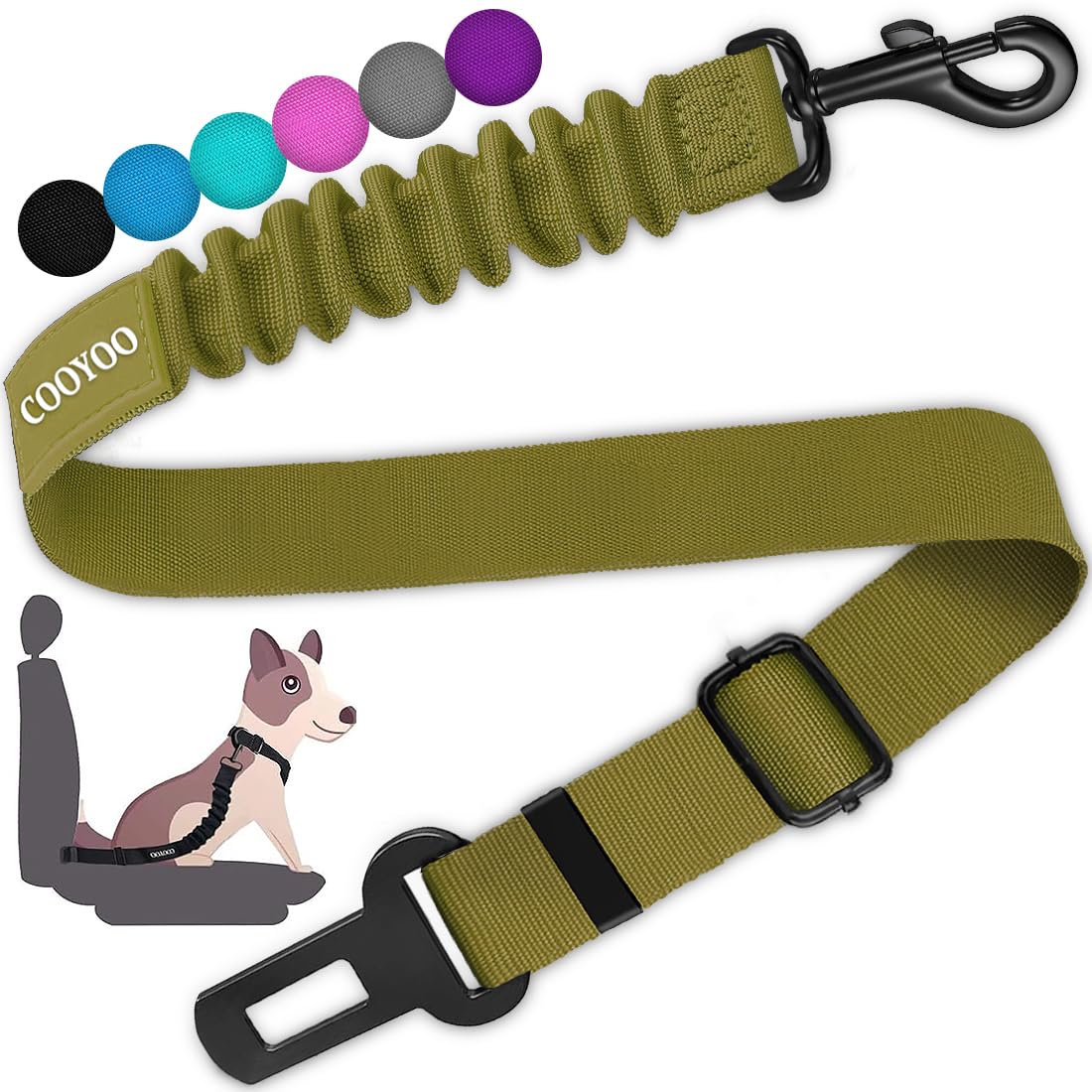 COOYOO Dog Seat Belt,3 Piece Set Retractable Car Harness Adjustable for...