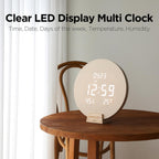 mooas Wood Moon Cordless Mini Digital LED Wall Clock, Date, Temperature Wood Moon (Cordless Mini)