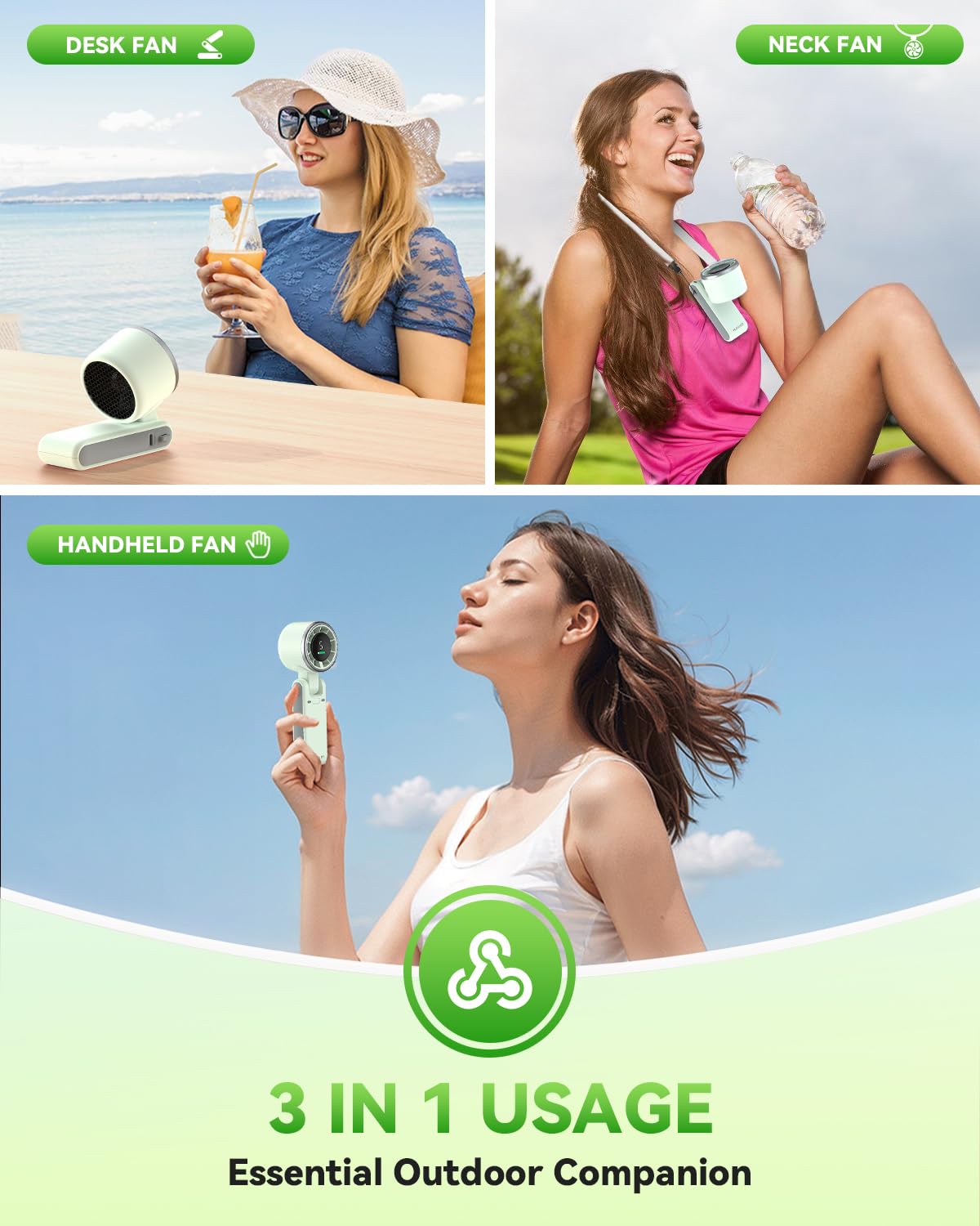 PlayHot Portable Handheld Turbo Fan, Travel Essentials, Gifts for Women/Men Blue
