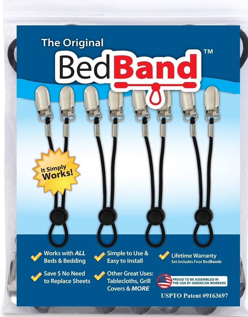 Bed Band- White. Original Sheet Holder Straps (1 Pack) - USA Company-...