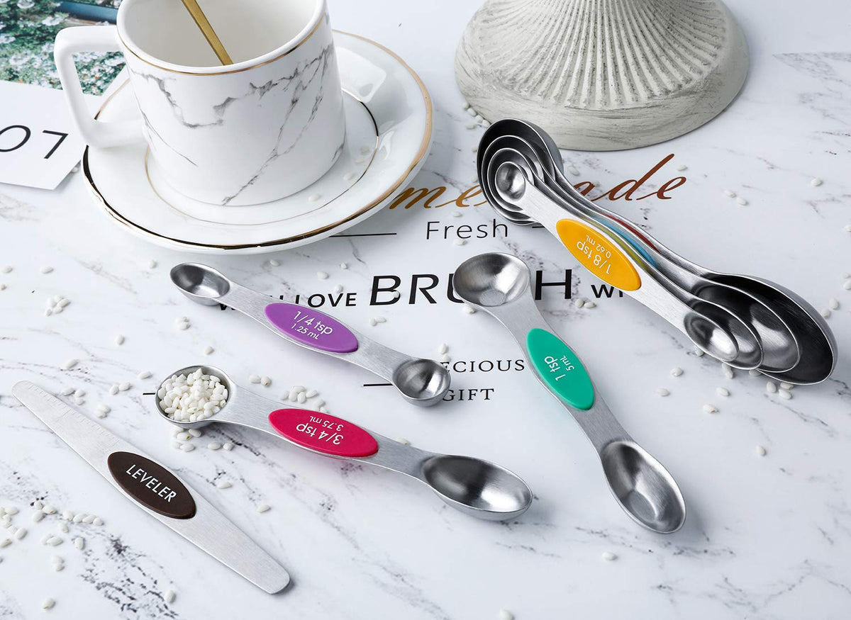 Magnetic Stainless Steel Dual-Sided Measuring Spoons Set