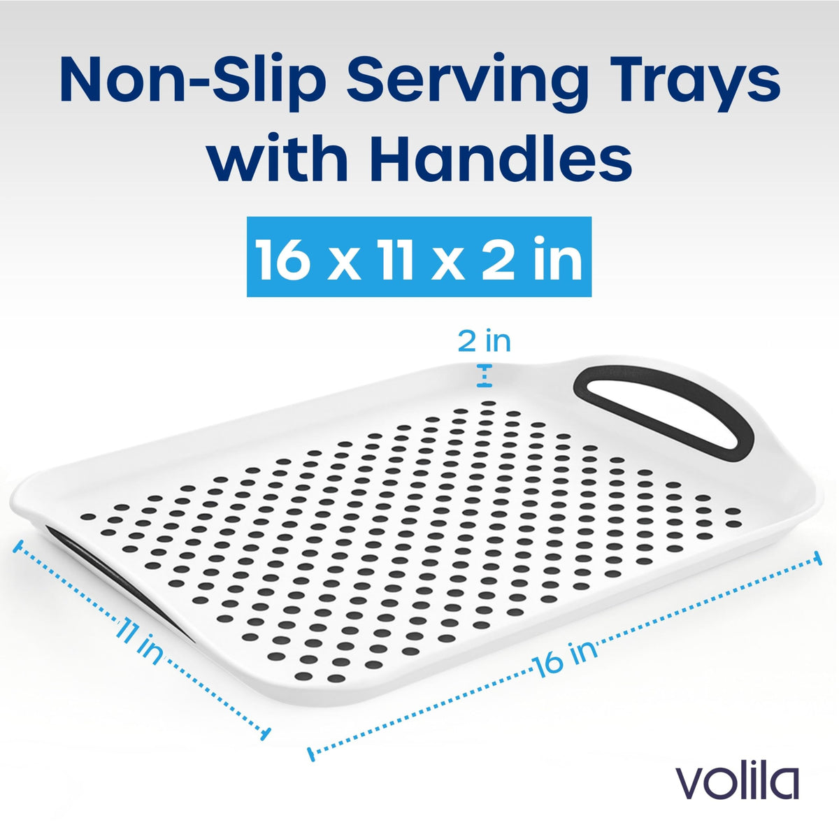 Food Trays for Eating on Couch - 2 Pack - Non Slip Dinner Trays for Eating Set of 2 Non Slip Serving Tray and Food Tray with Handles (Black & White) Black and White - 2 Pack