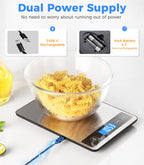 Food Scale, 33lb Rechargeable Kitchen Scale, 1g Precision, Black Rechargeable-Black