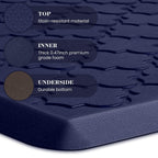 Kitchen Mat 2 PCS Cushioned Anti-Fatigue Floor Mat Standing Mat for Kitchen Stylish Grey 17.3"x29"+17.3"x47"