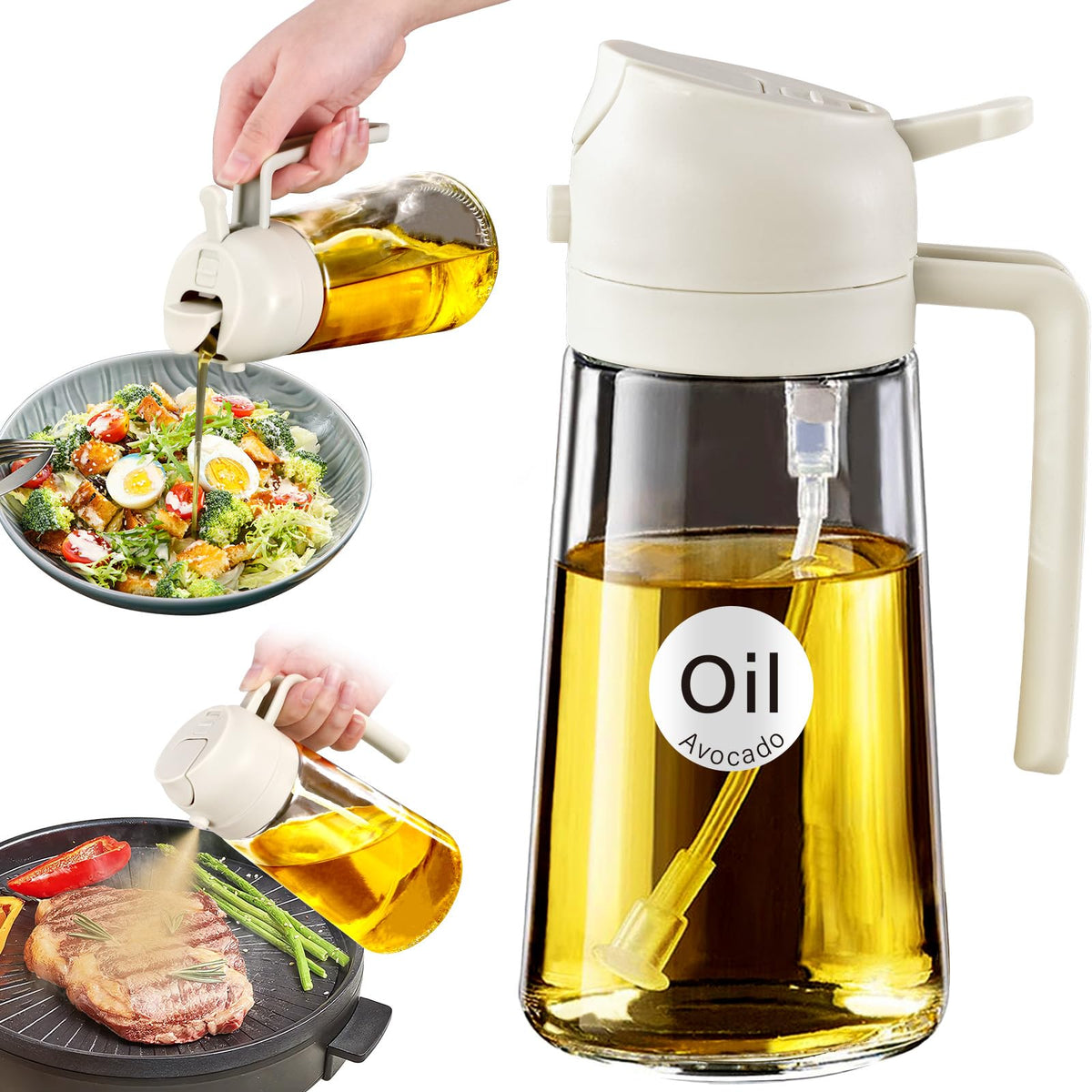 YARRAMATE Olive Oil Dispenser, 2 in 1 Sprayer for Cooking, 16oz/470ml...