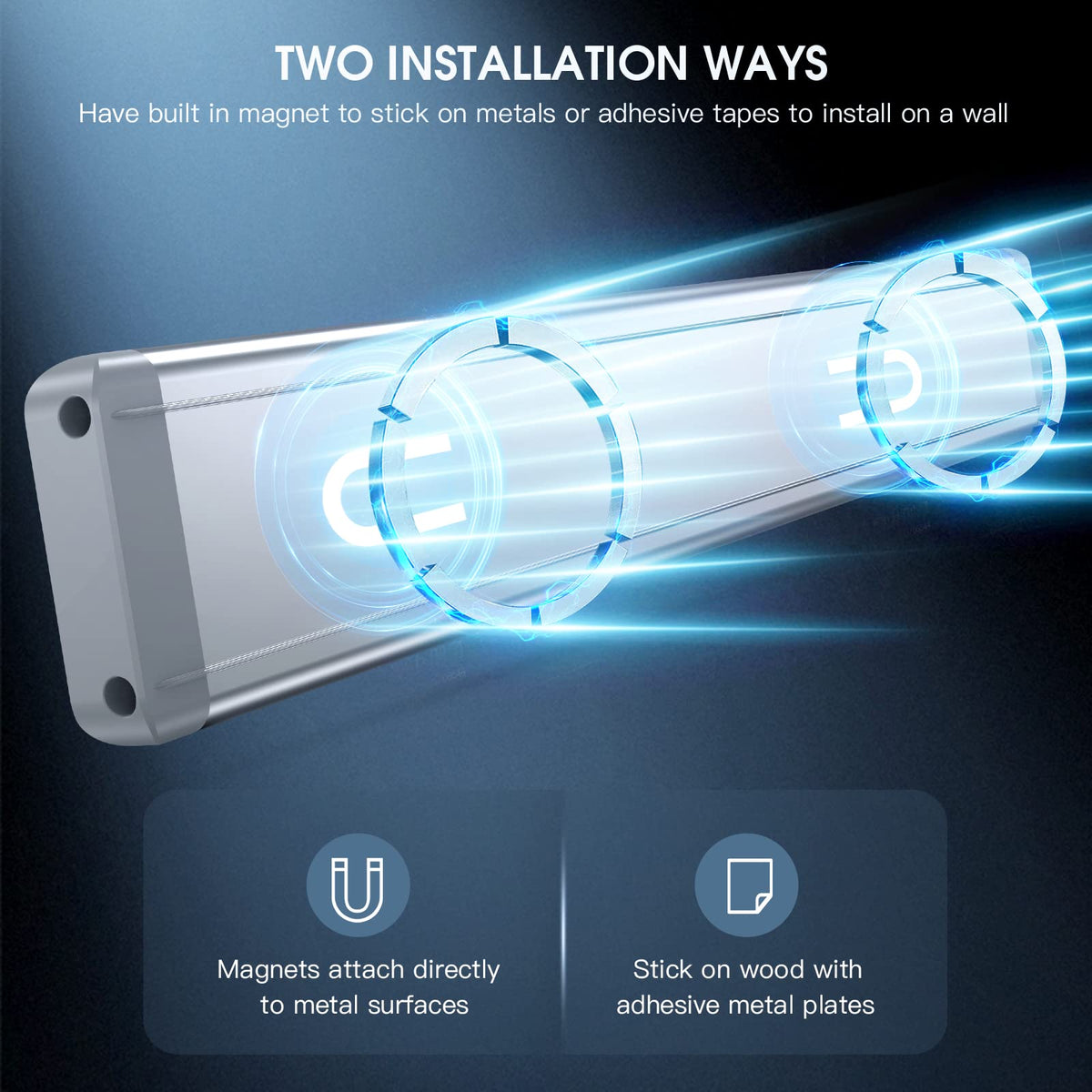 MCGOR 10inch Under Cabinet Lighting, 2 Pack Rechargeable Motion Sensor Light Indoor, 5 Levels Dimmable Magnetic Closet Lights, Wireless Under Counter Lights for Kitchen, Stairs White Light