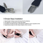 Bed Sheet Clip Straps - 2 Way Adjustable Crisscross Sheet Corner Holder Straps Gripper Elastic Sheet Band Mattress Straps Fasten Suspenders(2 Set/4Pcs, Black) Black 4pcs Set