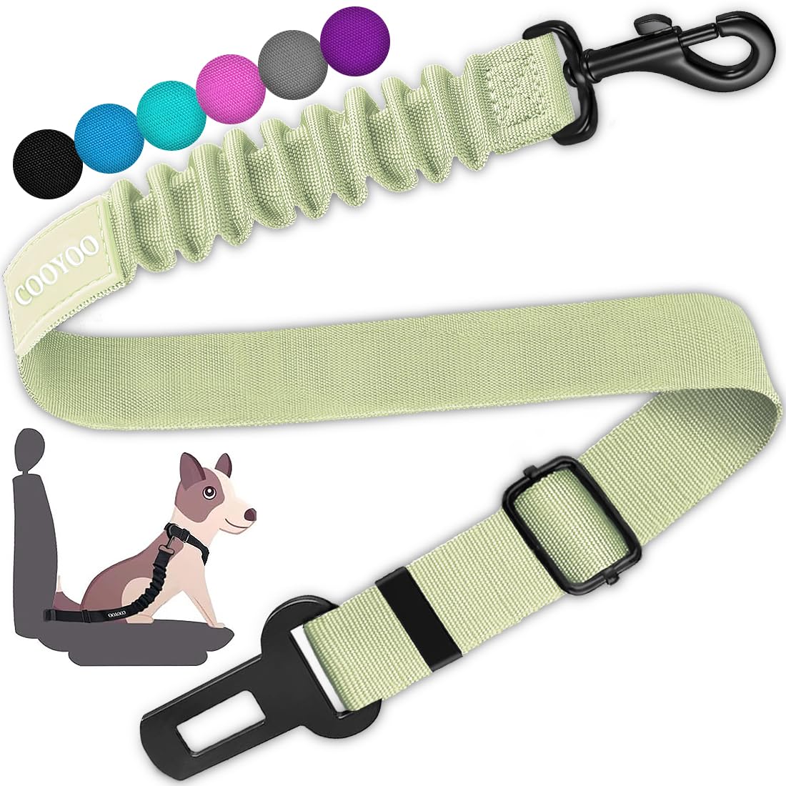 COOYOO Dog Seat Belt,3 Piece Set Retractable Car Harness Adjustable for...